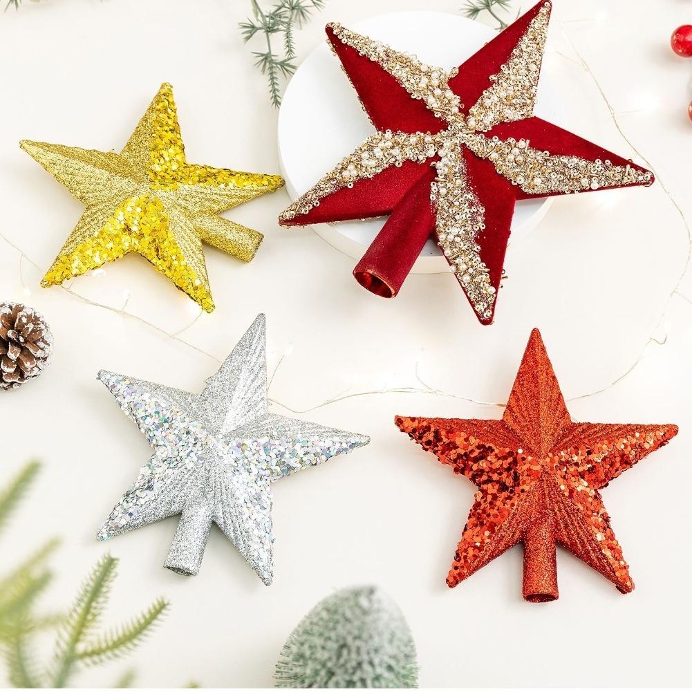 Five-pointed Star Christmas Tree Star Easy Installation Festive Atmosphere Lightweight Star Sparkling Elegance