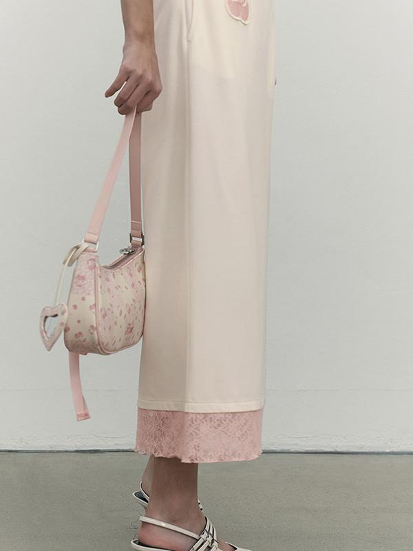 Kirsh Lace Point Jersey Long Skirt [Ivory]