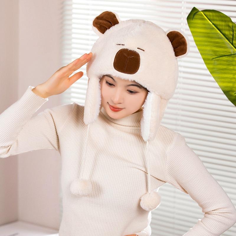 

Хаски Капибара Пингвин Плюшевая Шапка Защита Ушей Милая Пушистый Мех Теплый Подарок Зима Capybara White