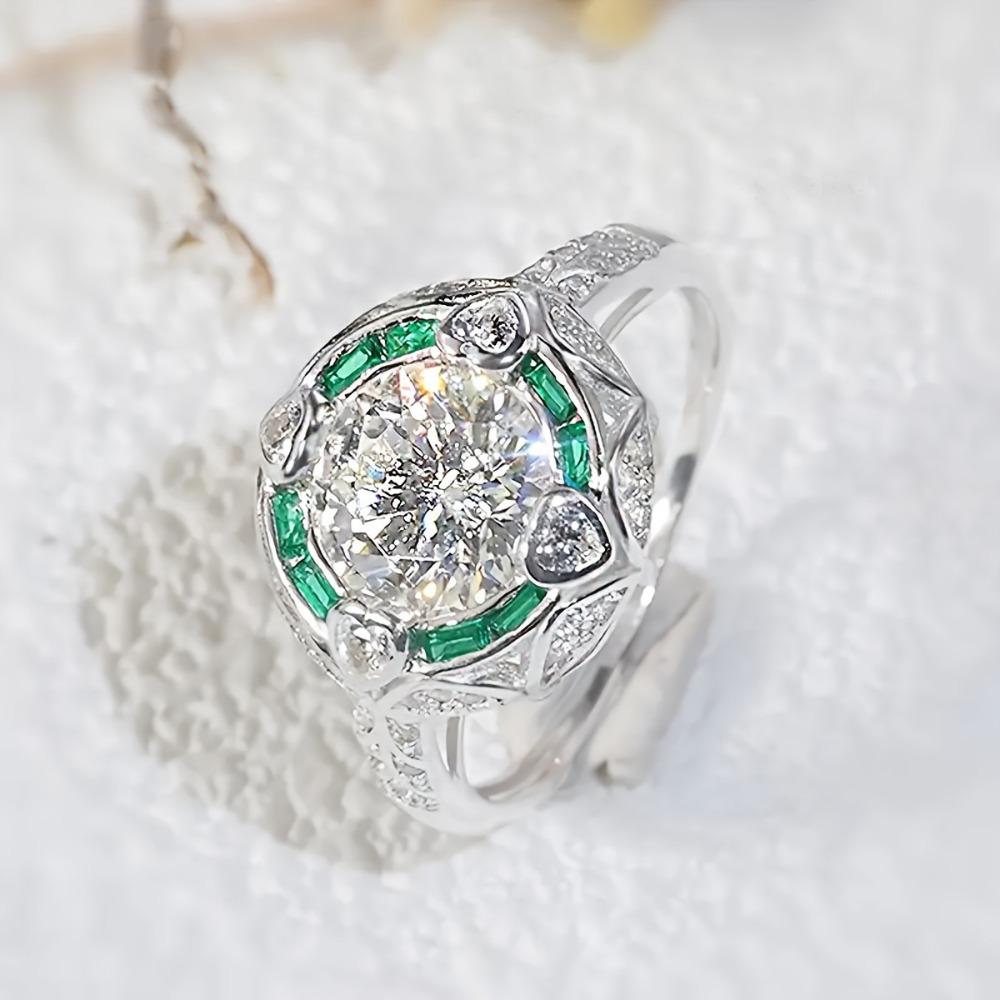 Luxury Moissanite Ring for Women High End Simulated Diamond Engagement Band Queen Zirconia Wedding Jewelry adjustable
