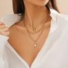 Fashion Diamond Key Lock Pendant Necklace, Simple Metal Chain Collarbone Necklace For Women