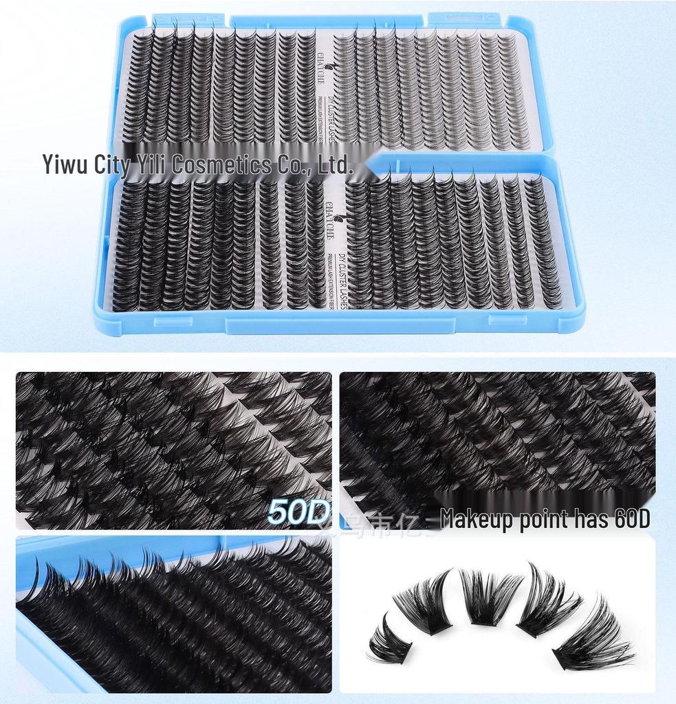 DIY Natural Dense Cluster False Eyelashes, Self-Adhesive 720 Segmented 10150D Curl, Individual Clusters