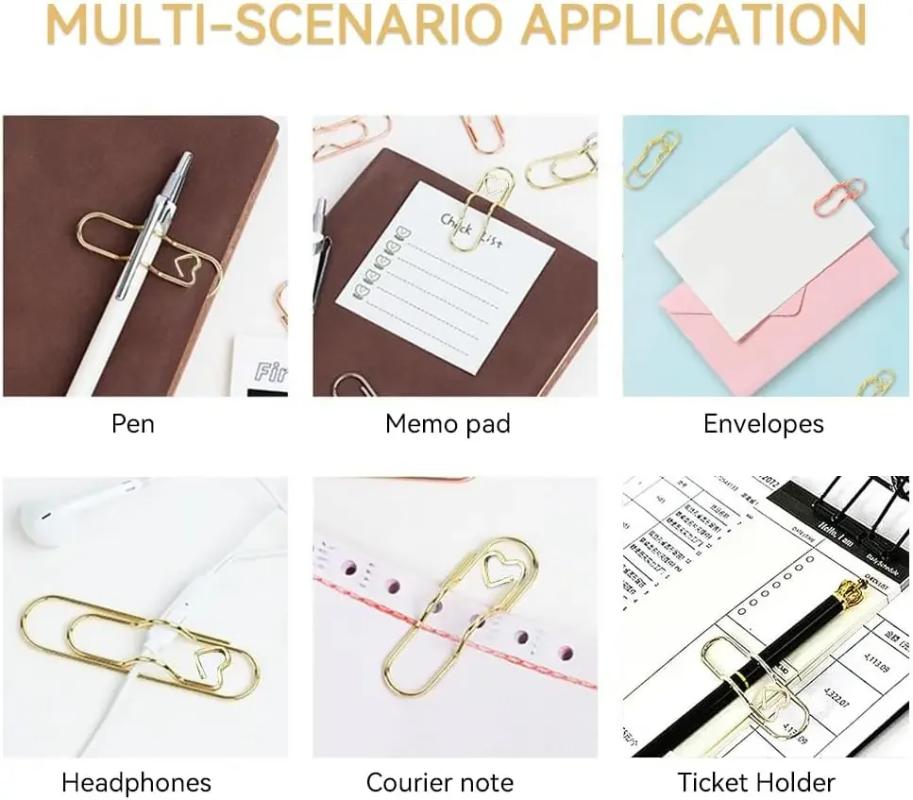 10-100PCS Heart Shaped Notebook Clips Creative Bookmark Page Holders Metal Pen Clips for Journal Planner Office Supplies