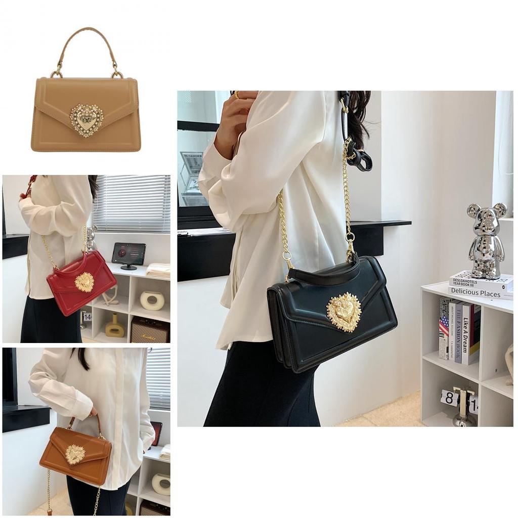 2024 New Fashion Retro Women's Cross-border Shoulder Chain Bag High-quality Pu Love Heart Handbag