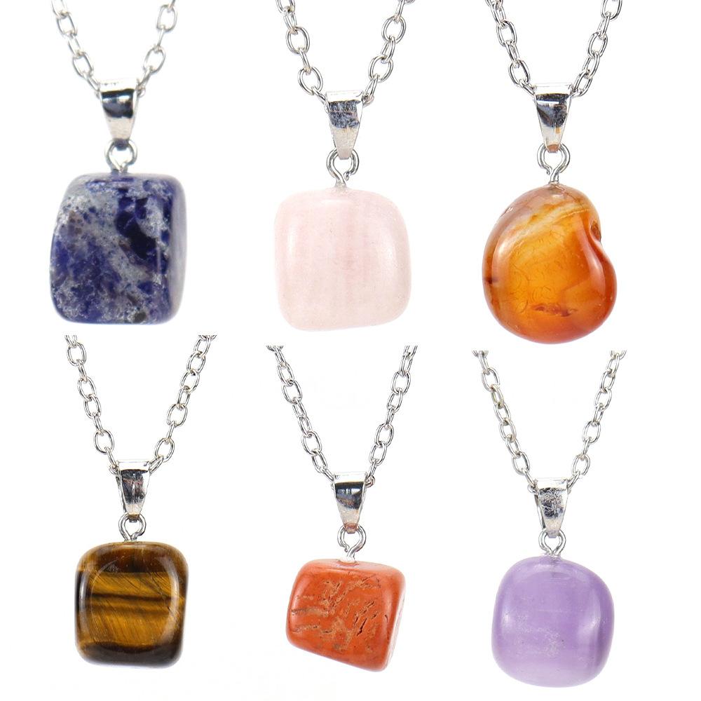 Natural Crystal Natural Stone Tiger Stone Irregular Shape Small Pendant Necklace N627
