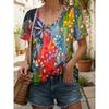 Women's T-Shirt 3D Floral Graphics Retro Fashion Classic Casual Short-Sleeved Oversized V-Neck Summer Ladies Clothing