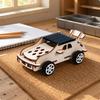 Cut Wooden Car Model SlotsunPoweredPowered Toy Rubber Tires