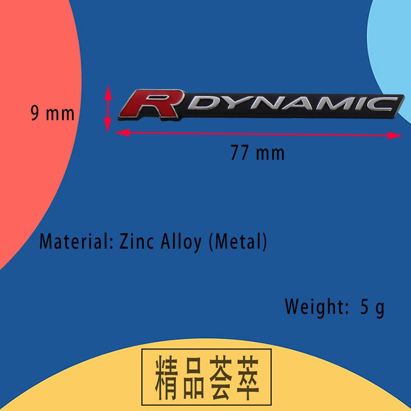 3D Car Styling R DYNAMIC RDYNAMIC for car Hood Fender trunk Rear Bonnet Nameplate Decal Emblem Badge Sticker