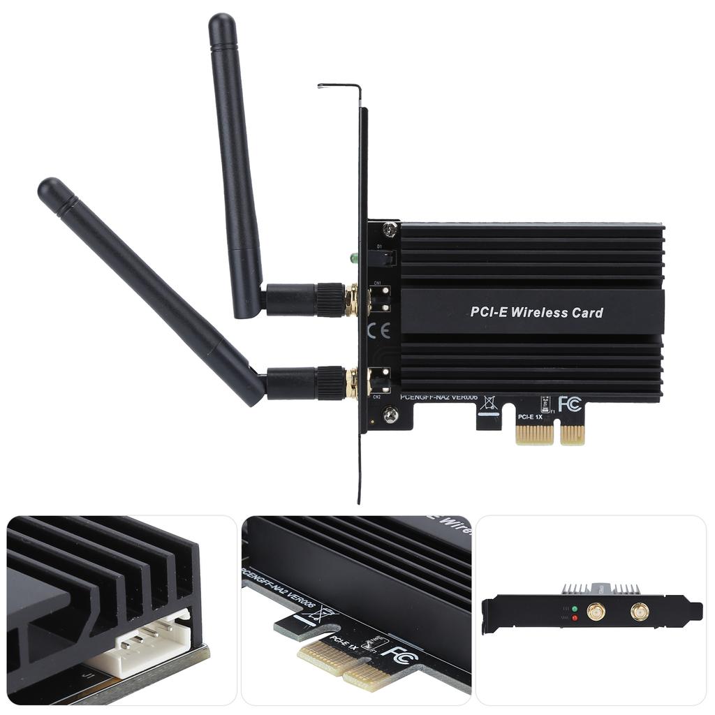 PCI Express WiFi 6 Adapter 3000Mbps for Intel AX200 Pro 802.11ax 2.4G 5Ghz for Bluetooth5.0Black