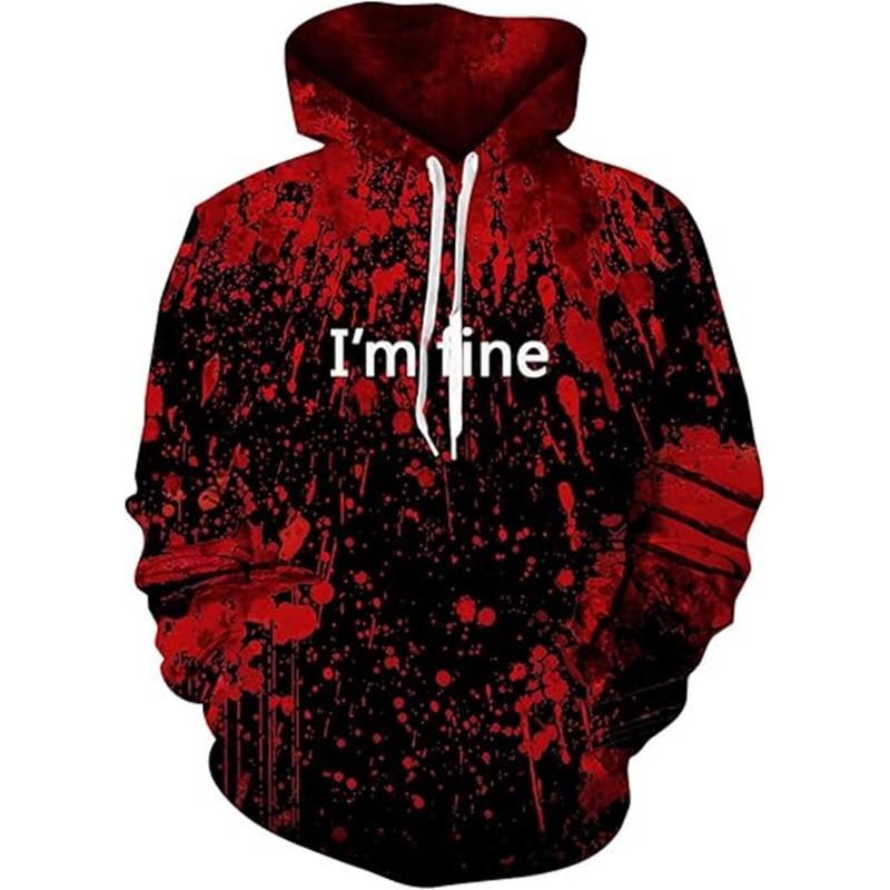 Spring And Autumn Fashion Men's Hoodie Bloody Graphic 3D Print Hoodies Casual Boy Sweatshirt Women's Oversized Top Clothing