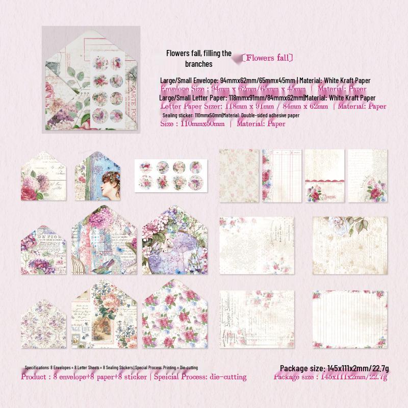 Yan Ji Retro Floral Envelope Set: European Style, 6 Varieties
