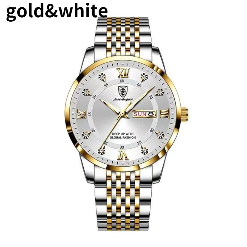 New Casual Men's Watches Stainless Steel Band Wristwatch Big Dial Quartz Clock with Luminous Waterproof Watch Business Chronograph