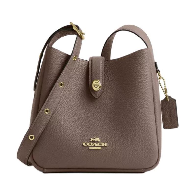 COACH Hadley 20 Logo Logo Zipper Stash Bag Leather Shoulder Crossbody Bag Small Women s Brown коричневый