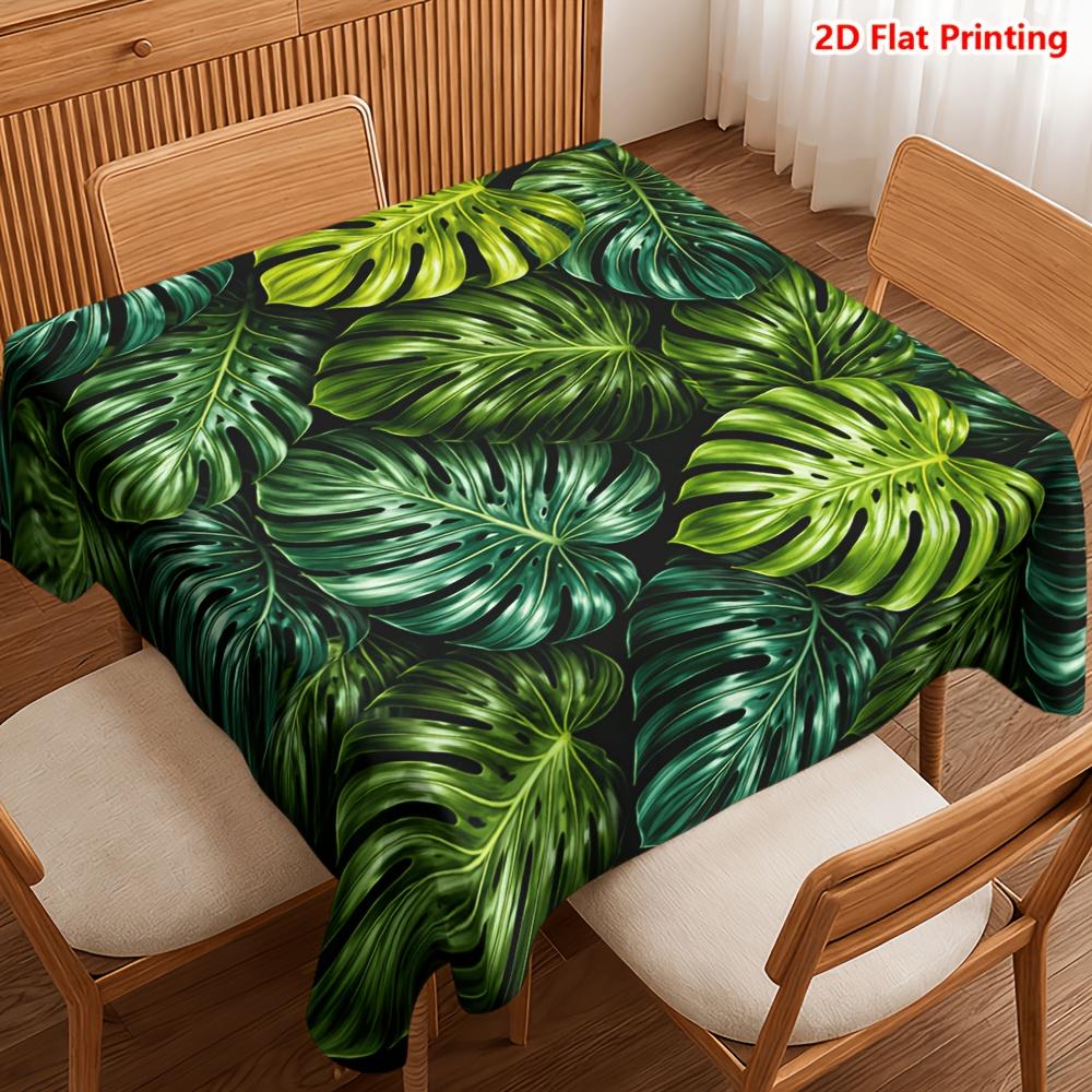 1pc Tablecloth, Tropical Leaf Pattern Tablecloth, Polyester Fiber Material, Suitable for Kitchen and Dining Roomzyc