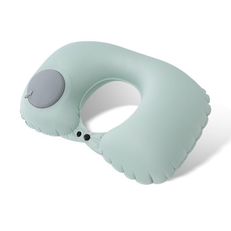 Portable Inflatable U-shaped Neck Pillow for Travel - Milk Silk Press-type for Car & Airplane