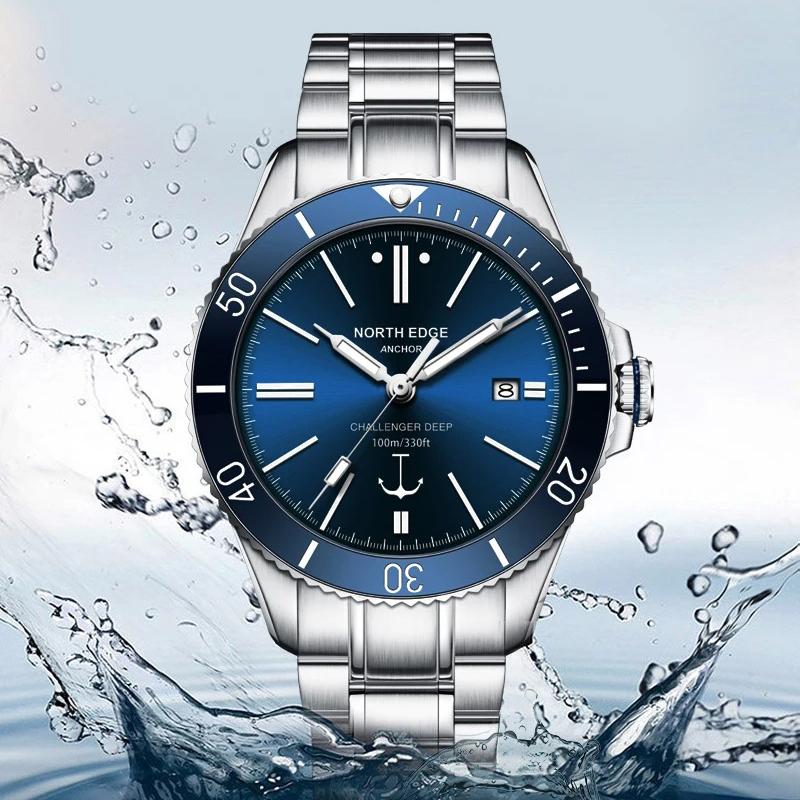 NORTH EDGE Pánské mechanické náramkové hodinky ANCHOR 42MM Luxusní safírové sklo MIYOTA 8215 Automatické hodinky 10bar Vodotěsné hodinky Pánské
