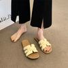 Fashion beach sandals versatile Boken temperament one-word trendy flat slippers women's summer
