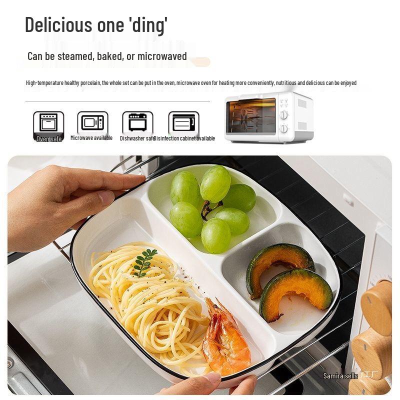 Children’s Ceramic Divided Plate for Portion Control - Creative, Household Breakfast Dish
