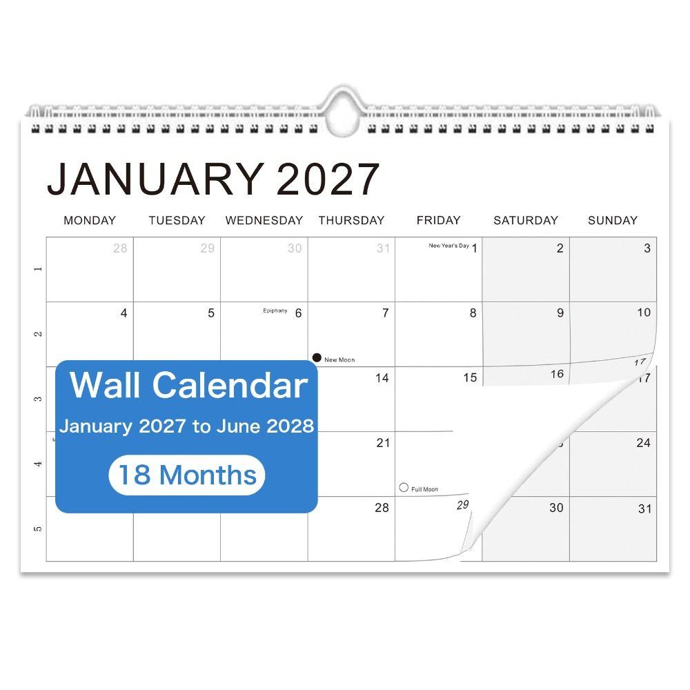 July.2026 - Dec. 2027 English Calendar Thick Paper Monthly Planner Calendar Wall Calendar  Home
