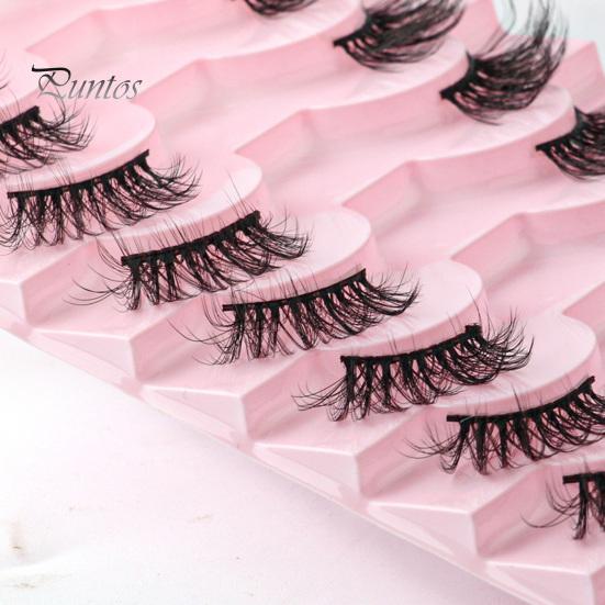 Handmade 10 Pairs Half Fake Lashes Natural Curl Wispy Thick 3D Effect Removable Extension Simulated Eyelash Planting Reusable Women Artificial