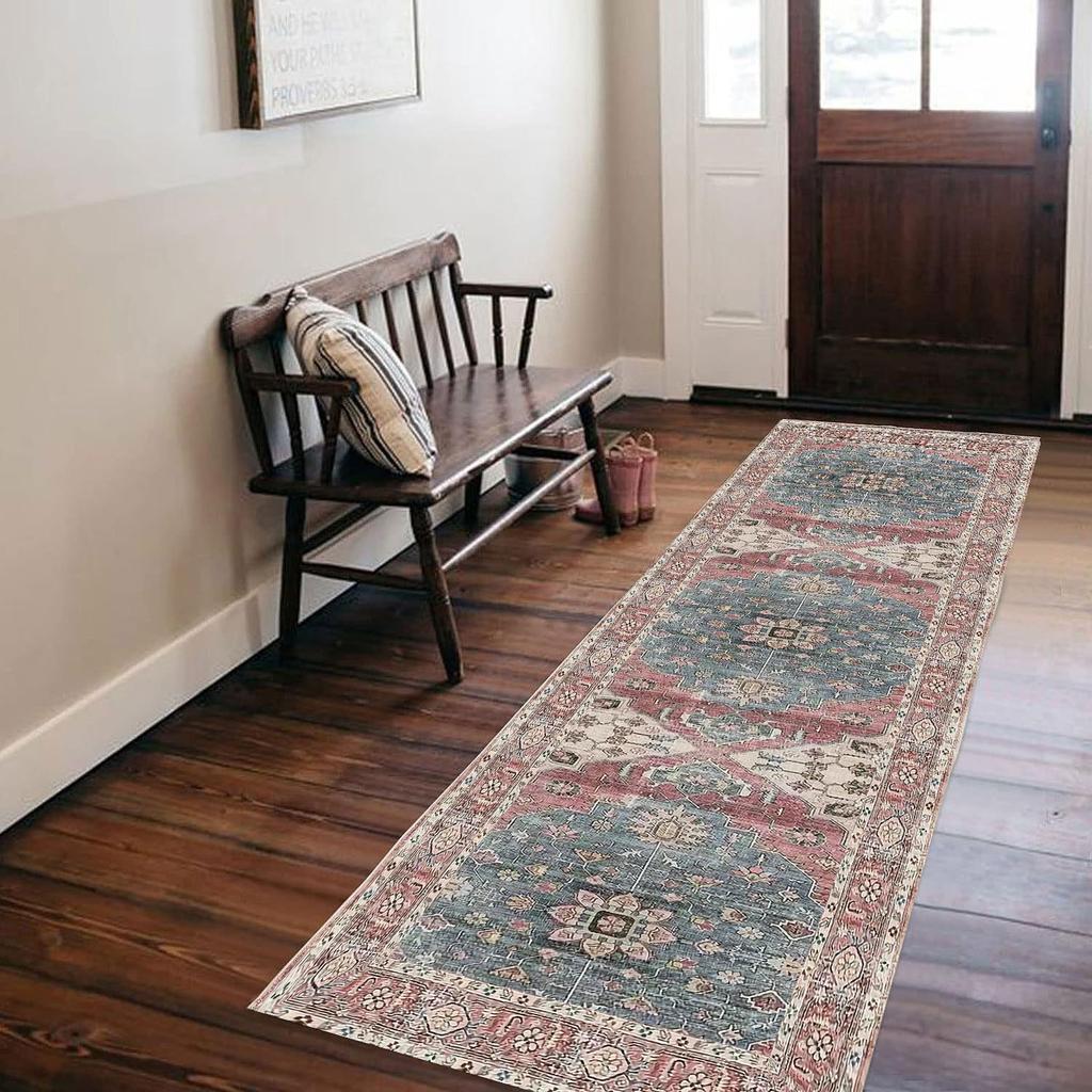 Sweet Soft Vintage Floral Persian Throw Rug Easy Clean Rugs For Living Room Hallway Floor Mat Home Decor