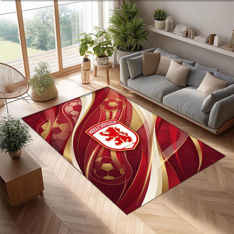 Tappeto Morbido per Pavimento Antiscivolo Decorazione Sportiva Middlesbrough FC Calcio Calcio Pattern per Camera da Letto
