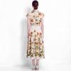 Elegant Floral Print Midi Shirt Dress for Women Summer Cap Sleeve Lapel Button Down Waist Belt A-Line Dress Holiday Outfits