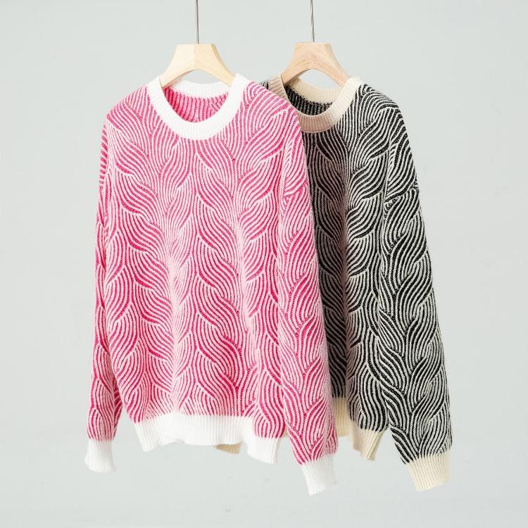 Long Sleeve Loose Cardigan Vintage O Neck Sweater Solid Color Knitwear Top Autumn Winter