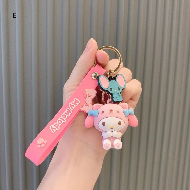 Sanrio Hello Kitty Figures Keychain Kawaii Melody Kuromi Doll Pendant Decoration Keyring Jewelry Girl&Kid Gifts Toys