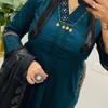Beautiful V-neck Cotton Kurta Pant Dupatta Set Women Bollywood Top Tunic Salwar Suit