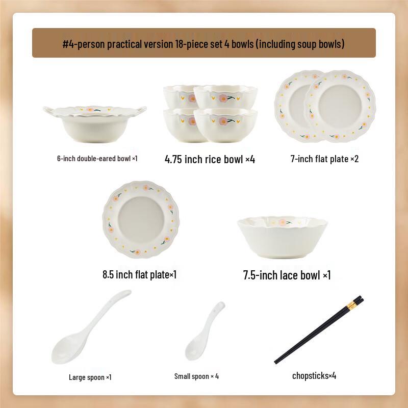 Kangmo Cream Style Ceramic Dinnerware Set