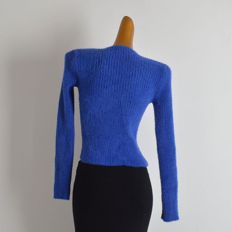 French Simplicity New Arrival Anti-Mink Velvet Crew Neck Pullover Sweater Knitwear Women's Clothing Fall/Winter Slim Soft Glutinous Long Sleeves Tops