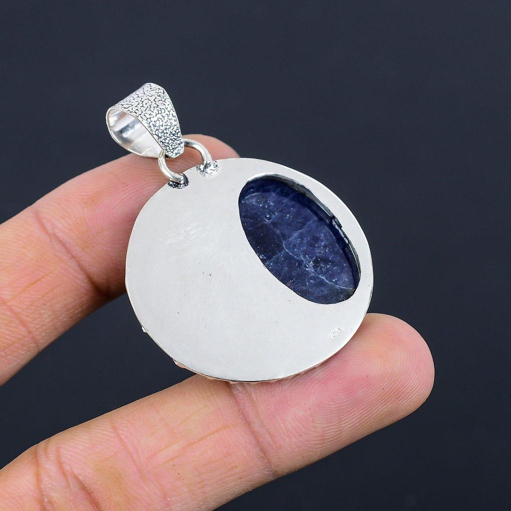Womens Day Deal Sterling Silver Sodalite Gemstone Anniversary Pendant Jewelry