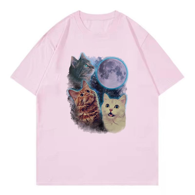 2026 Cat Moon Star Design FashionT Shirts Summer Fashion Unisex Women Cat Tshirt Casual Short Sleeve Top Tee Shirt Streetwear