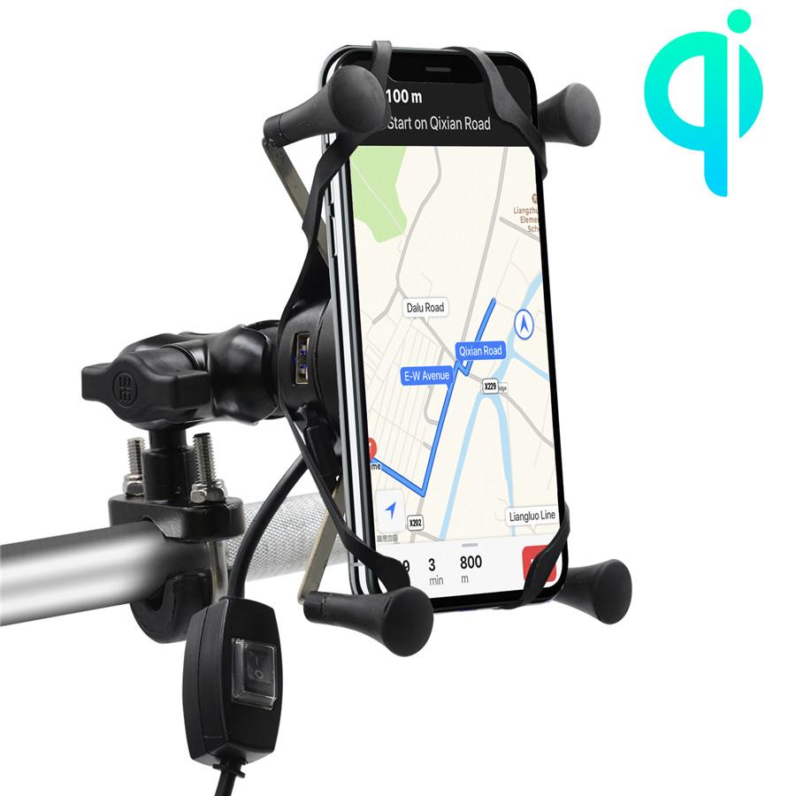Motorcycle Wired + Wireless Phone Holder