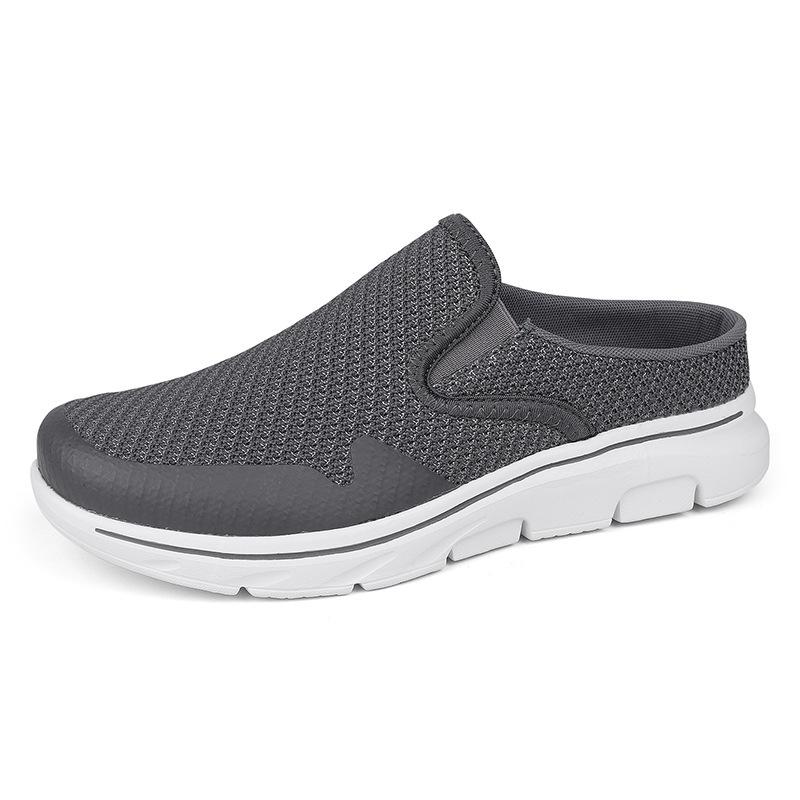 

Тренд чоловічого взуття для зовнішньої торгівлі, літаюча плетена сітка без п яти, підтримка половини стопи, надлегке, надвеликого розміру, повсякденне парне взуття для дітей 48 темно-сірий