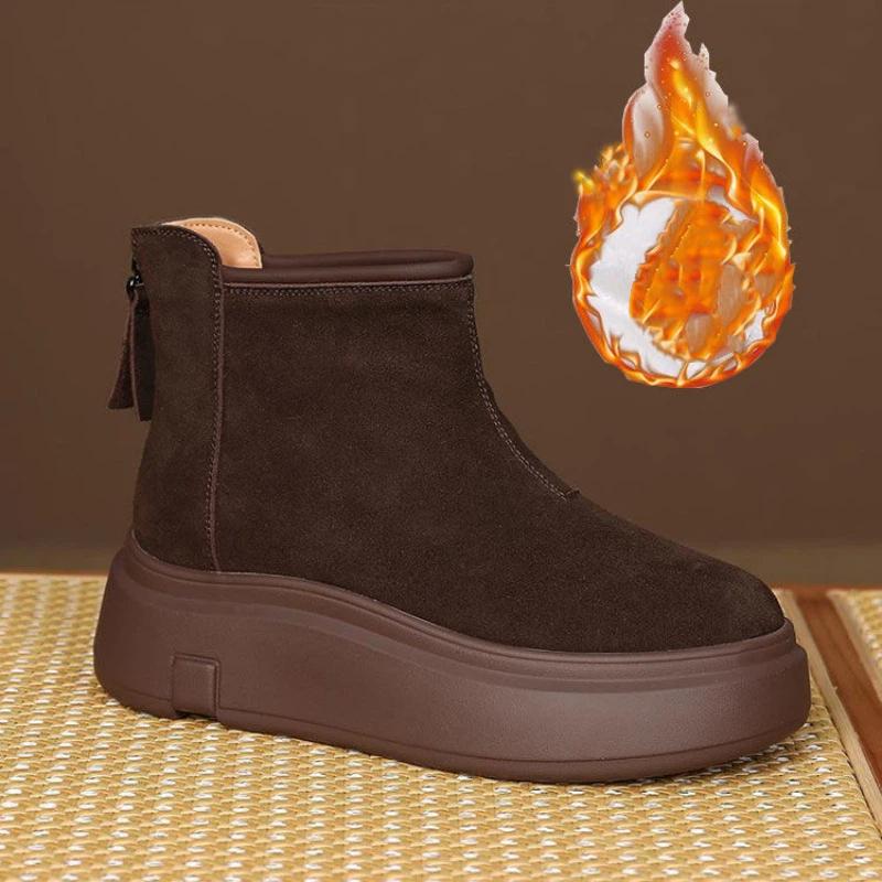 Women's Winter Fleece Lined Ankle Boots Warm Slip On Platform Snow Boots