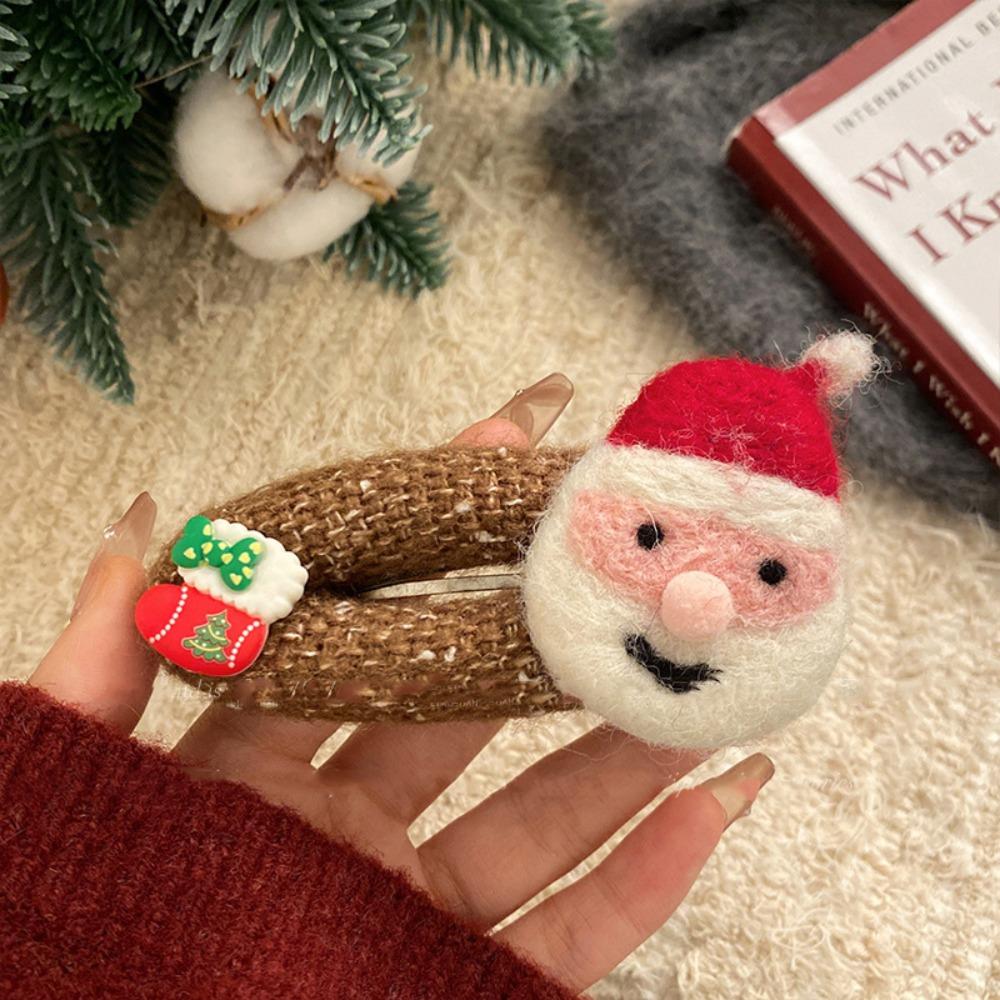 Felt Christmas Tree Hair Clip Elk Xmas Wool Barrettes Unique Santa Claus Hairpin  Girls