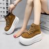 Fashion 9CM Platform Wedge Shoes Leather Spring Autumn Walking Sneakers Hidden Heels Women Autumn Chunky Sneaker Fashion