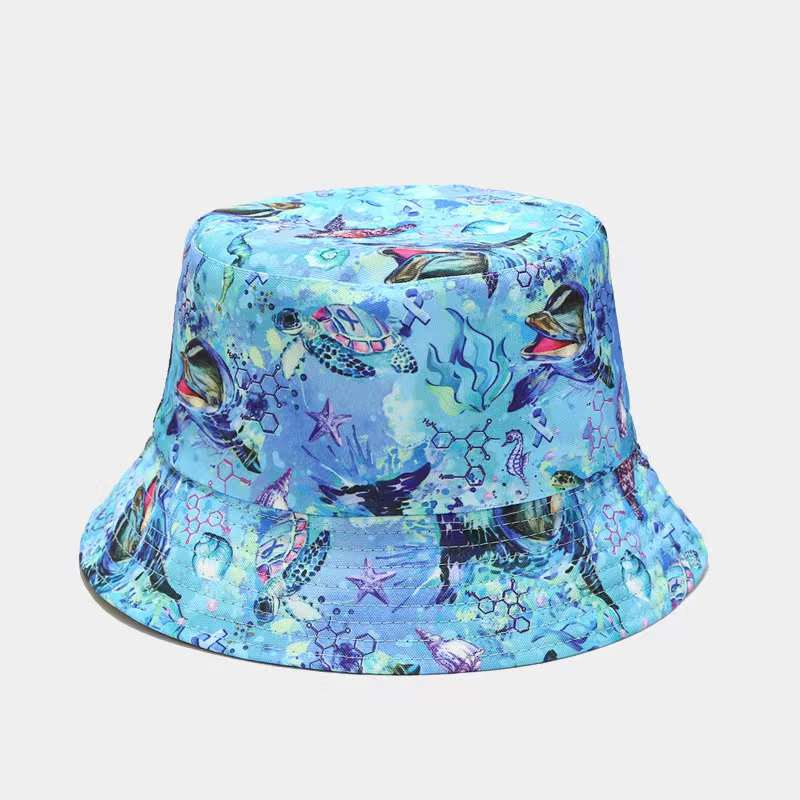 Double-Sided Ocean Print Bucket Hat for Men/Women, Breathable Fisherman Cap for Beach, Travel & Outdoor Casual Hip Hop