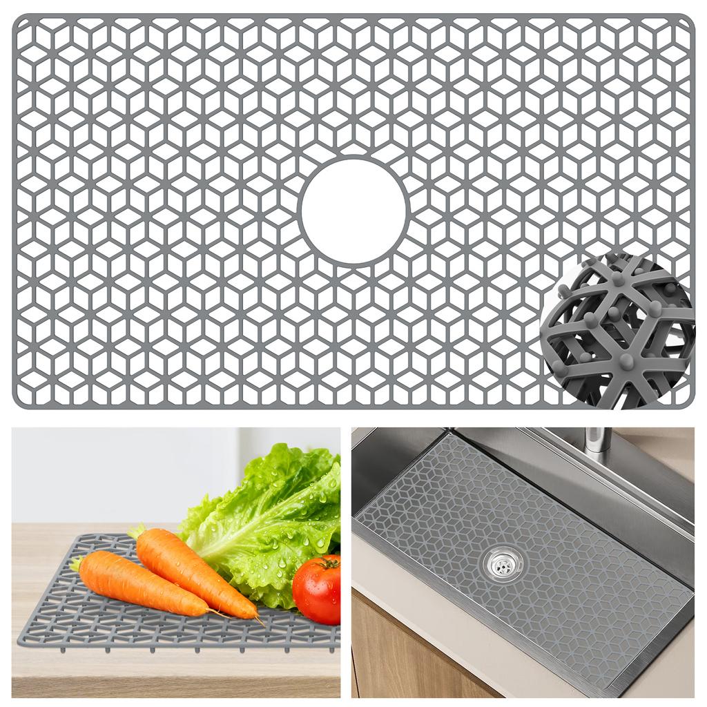 Silikon Spülbeckenmatte Rutschfeste Küchenspülbeckenmatte Hitzebeständig Abtropfmatten Hohles Design Spülbeckenschutzpad für Zuhause Küche