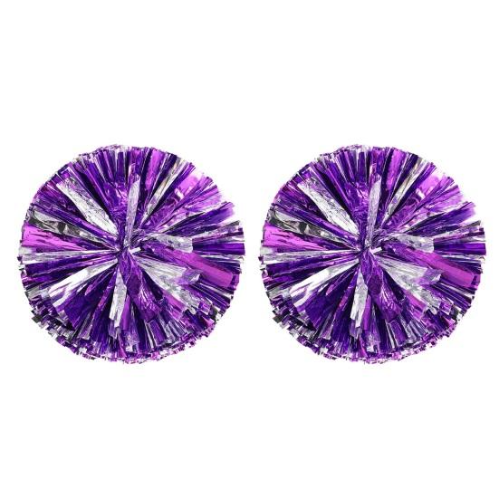 2 ks pom-pom roztlieskavačiek, metalické holografické pom-pom s krúžkom na držadlo pre športový tímový duch, párty tím, tanečný tréning 2pcs