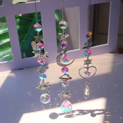 1 Stück Kristall Windspiel Pentagramm Sonnenfänger Diamant Prismen Anhänger Traumfänger Regenbogenfänger Hängender Tropfen Heim Garten Dekor