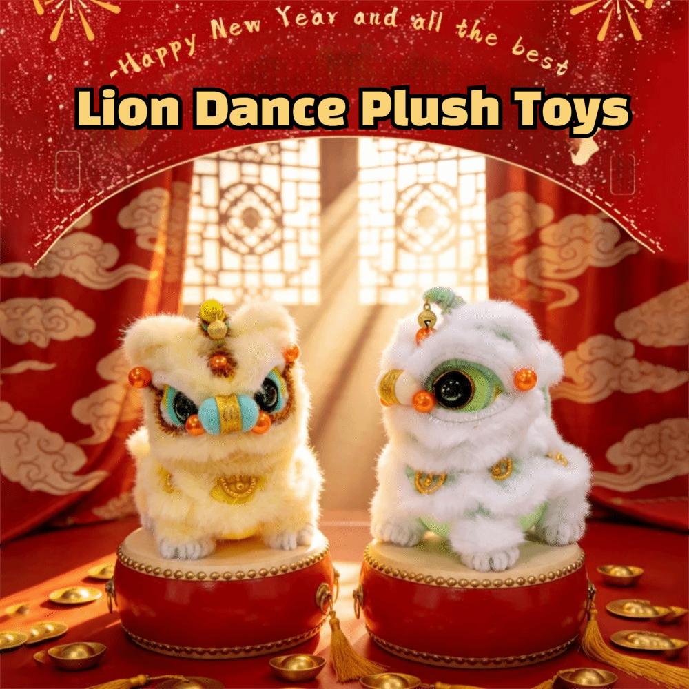 Handmade Lion Dance Plush Toy Cute Chinese New Year Decoration Lion Dance Ornament Car Decoration