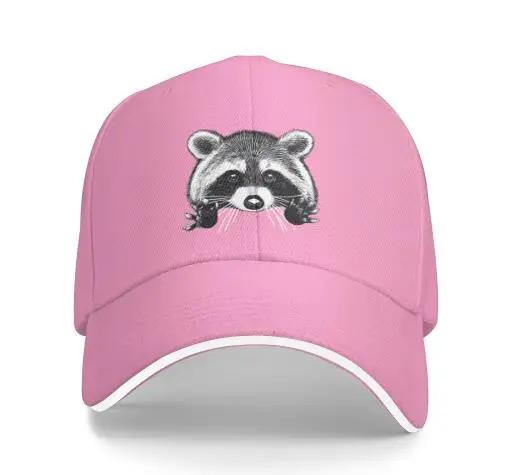 Raccoon Baseball Caps Peaked Cap Cute Animal Sun Shade Hats for Men Animal Lovers Snapback Denim Four Seasons Casual