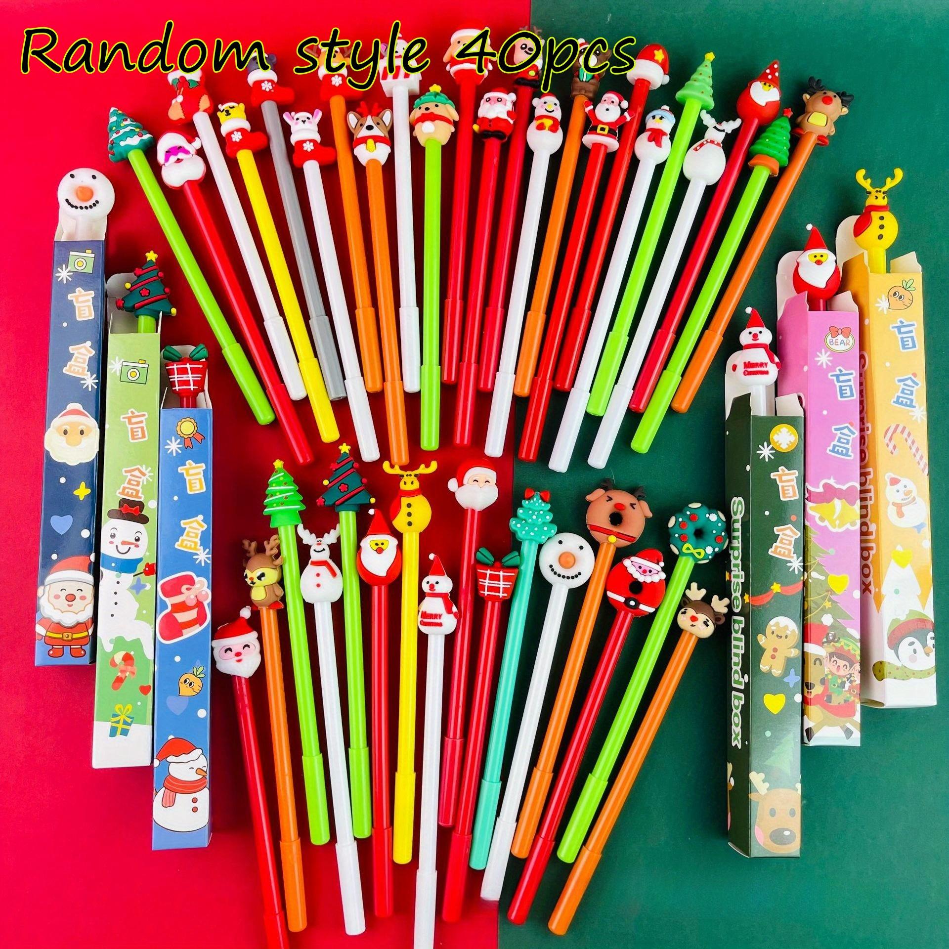

40pcs Cute Cartoon Neutral pen with Christmas Kawaii Writing Pen Drawing plastic Pens Student School Stationery Supplies Blind box Christmas gifts 0.3 Random style