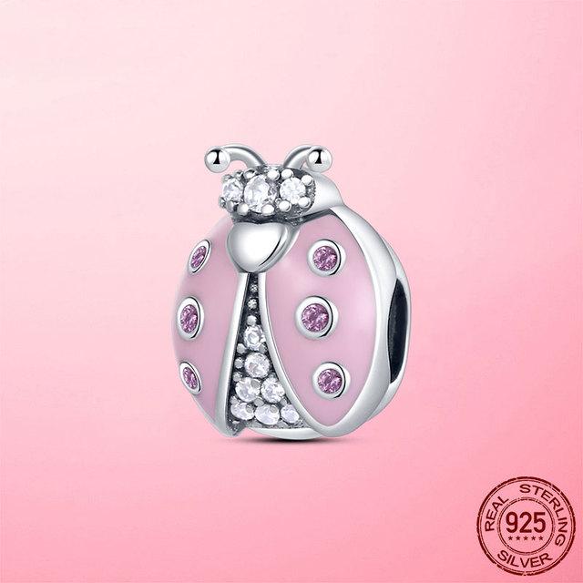 Original-Insekten-Charm-Anhänger aus 925er-Sterlingsilber, Schmetterling, Libelle, Marienkäfer-Charm-Perlen, passend für Mode-Armbänder, Original-Schmuck