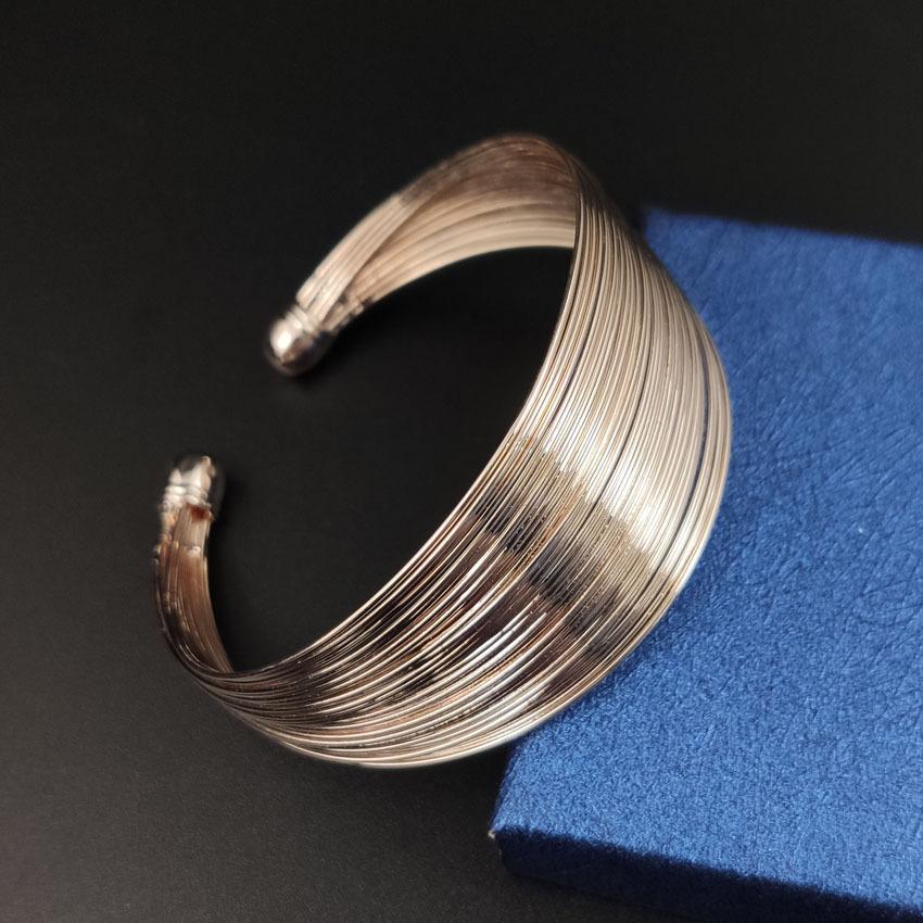 1PC Retro Gold Multi Layer Open Wide Cuffs Women's Punk Metal Adjustable Personalized Bracelet Jewelry Outdoor Party Gift-5034