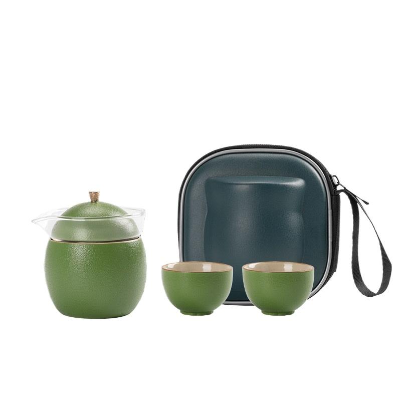 

Чайный набор Lemon Kung Fu, портативный дорожный чайный набор для путешествий, керамическая чашка, один чайник, набор из двух чашек, аксессуары для китайской чайной церемонии