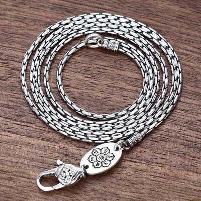 1,5 MM nuevo 100% Real S925 joyería de plata pura Retro tailandés de moda personalidad Vajra hebilla collar de bambú hombres y mujeres